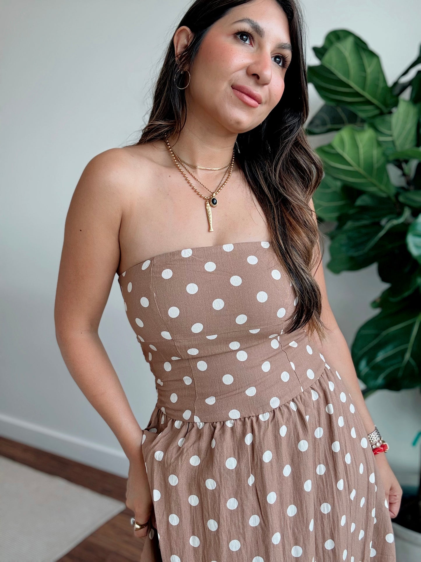 Coco Polka Strapless Dot Dress