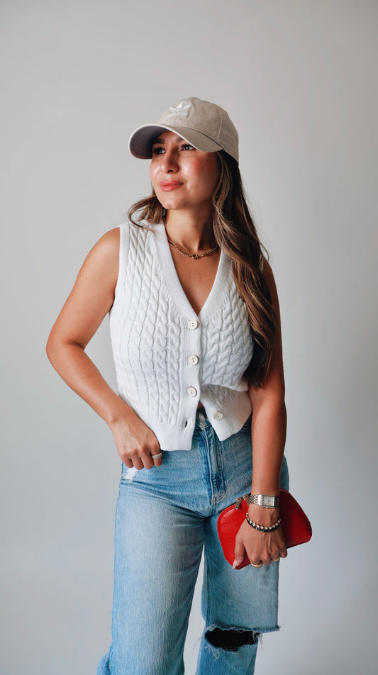 White V Neck Sweater Vest