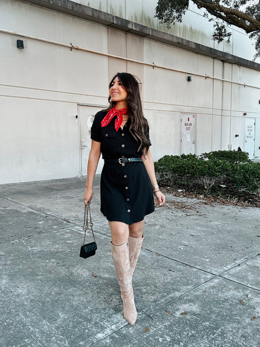 Pepper Black Belted Dress