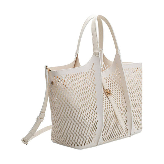 Malia Ivory Vegan Leather Tote Bag