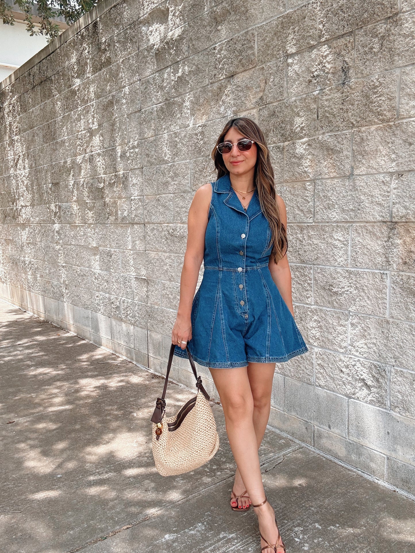 Flounce Denim Romper