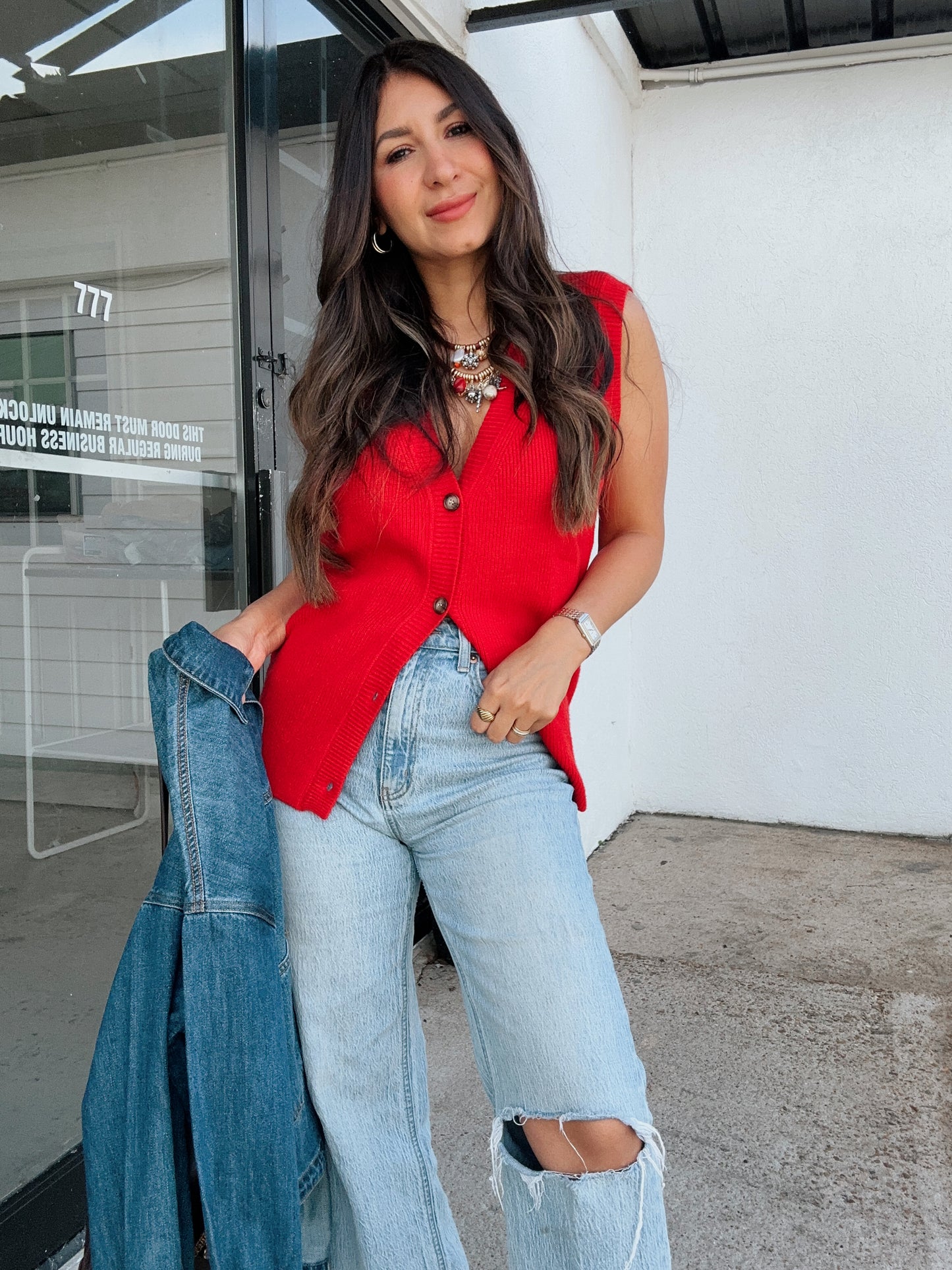 Texas Red Cardigan Vest