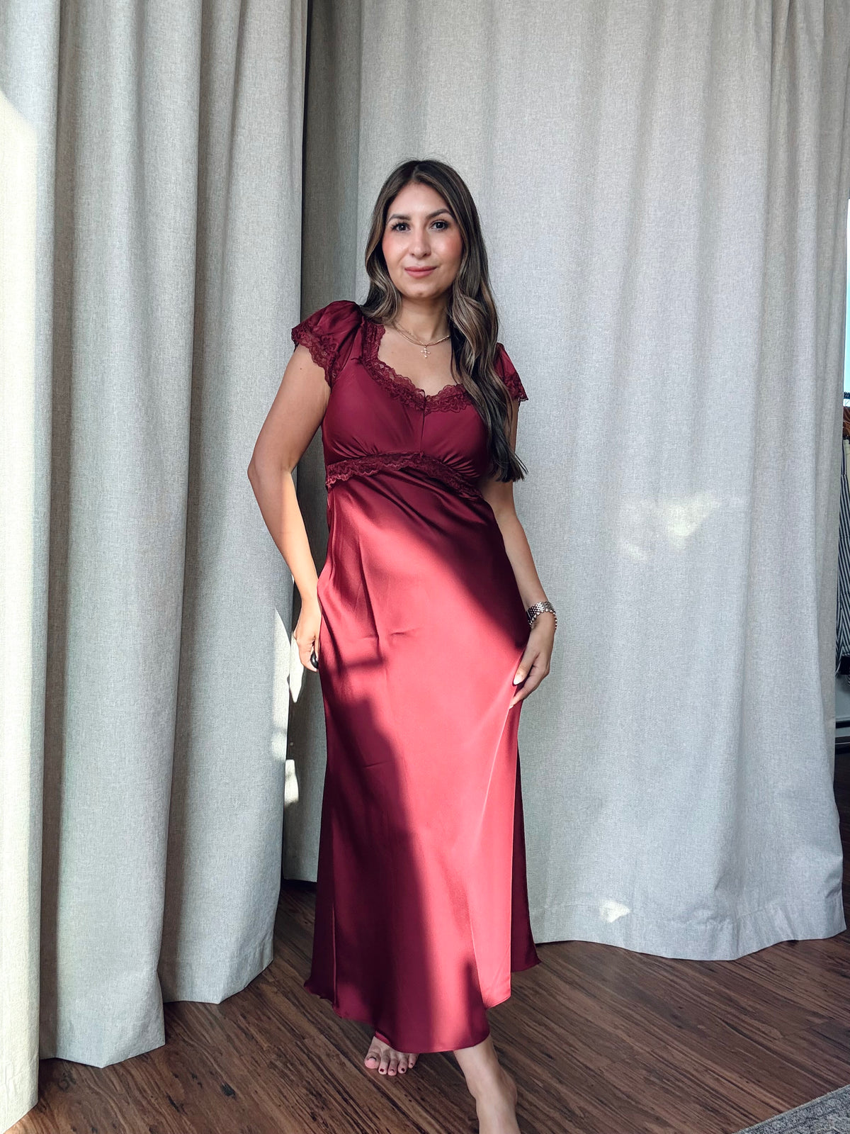 Cranberry Satin Dress