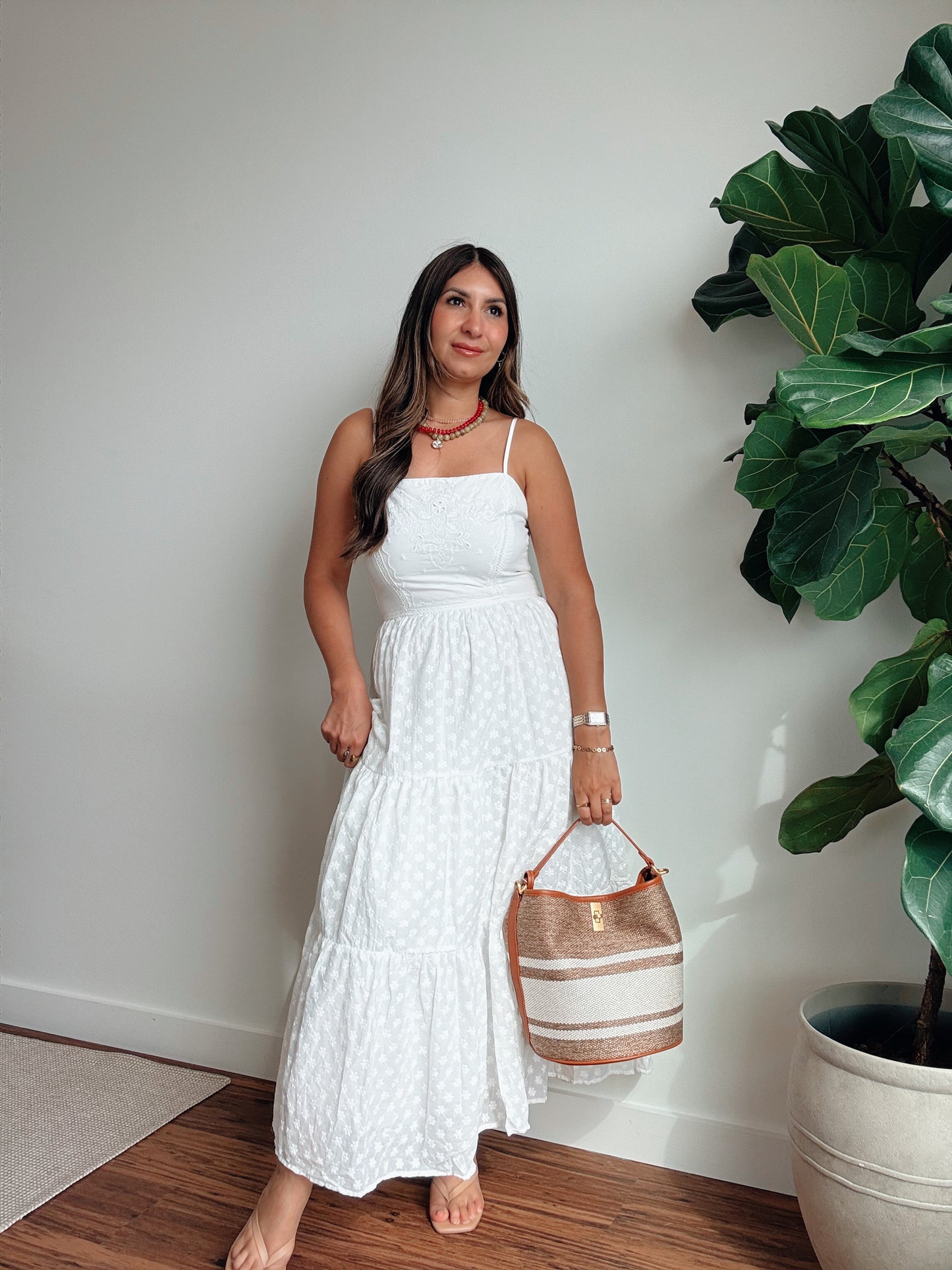 Eyelet White Midi Dress