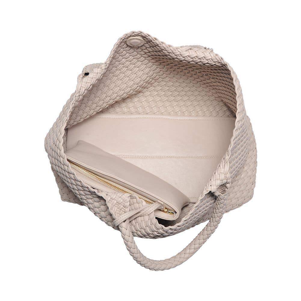 Solana Woven Vegan Leather Tote In Ivory