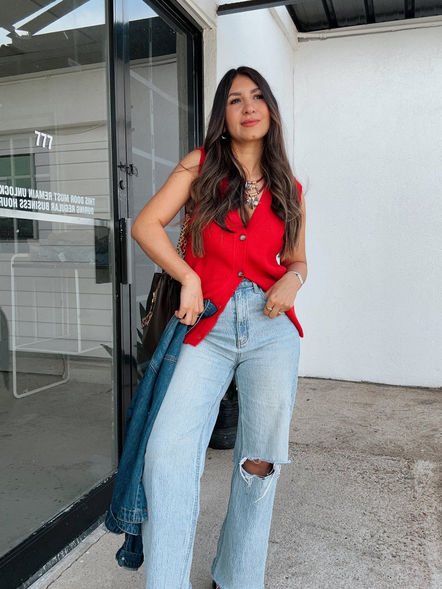Texas Red Cardigan Vest
