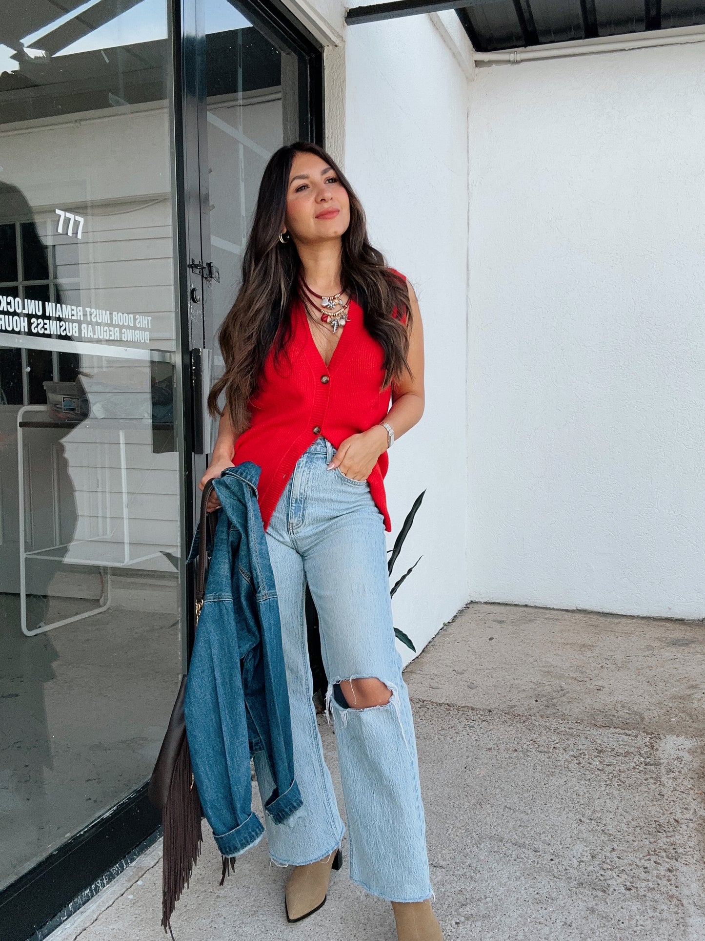 Texas Red Cardigan Vest