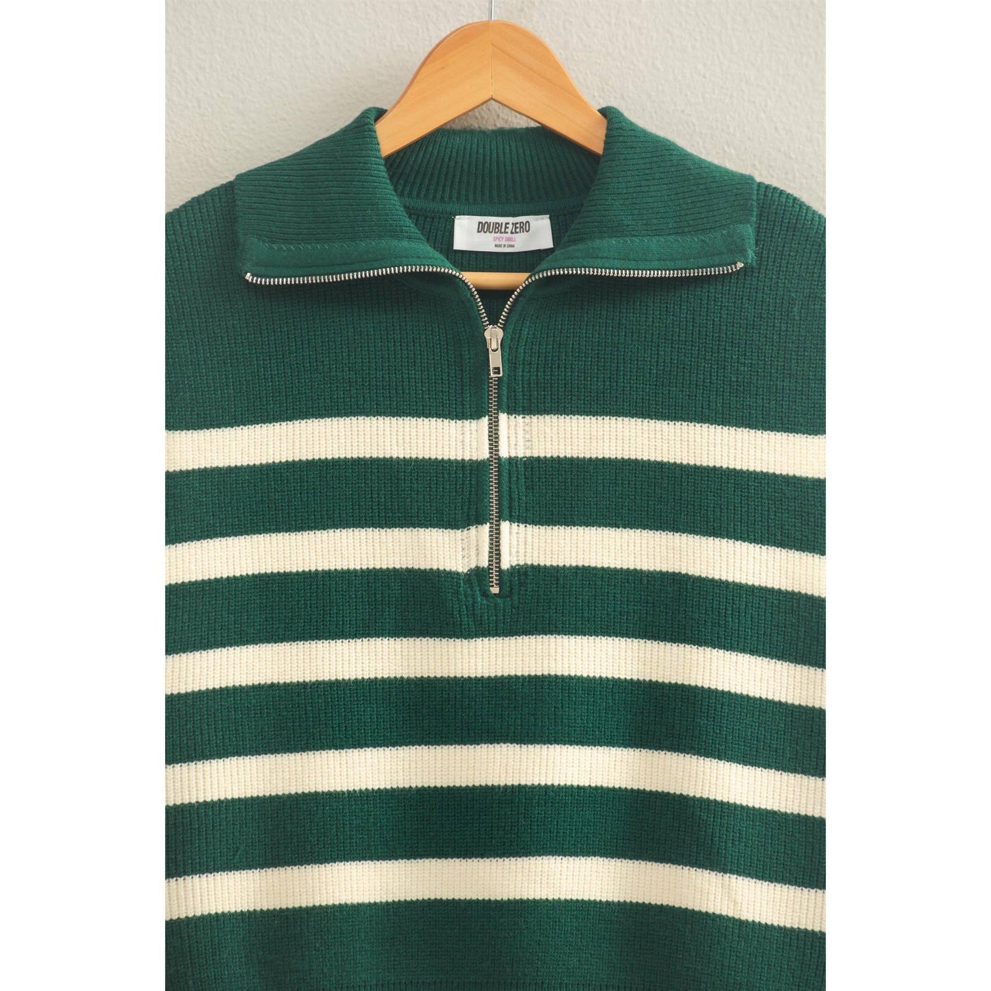 Striped Knit Half Zip Sweater Vest