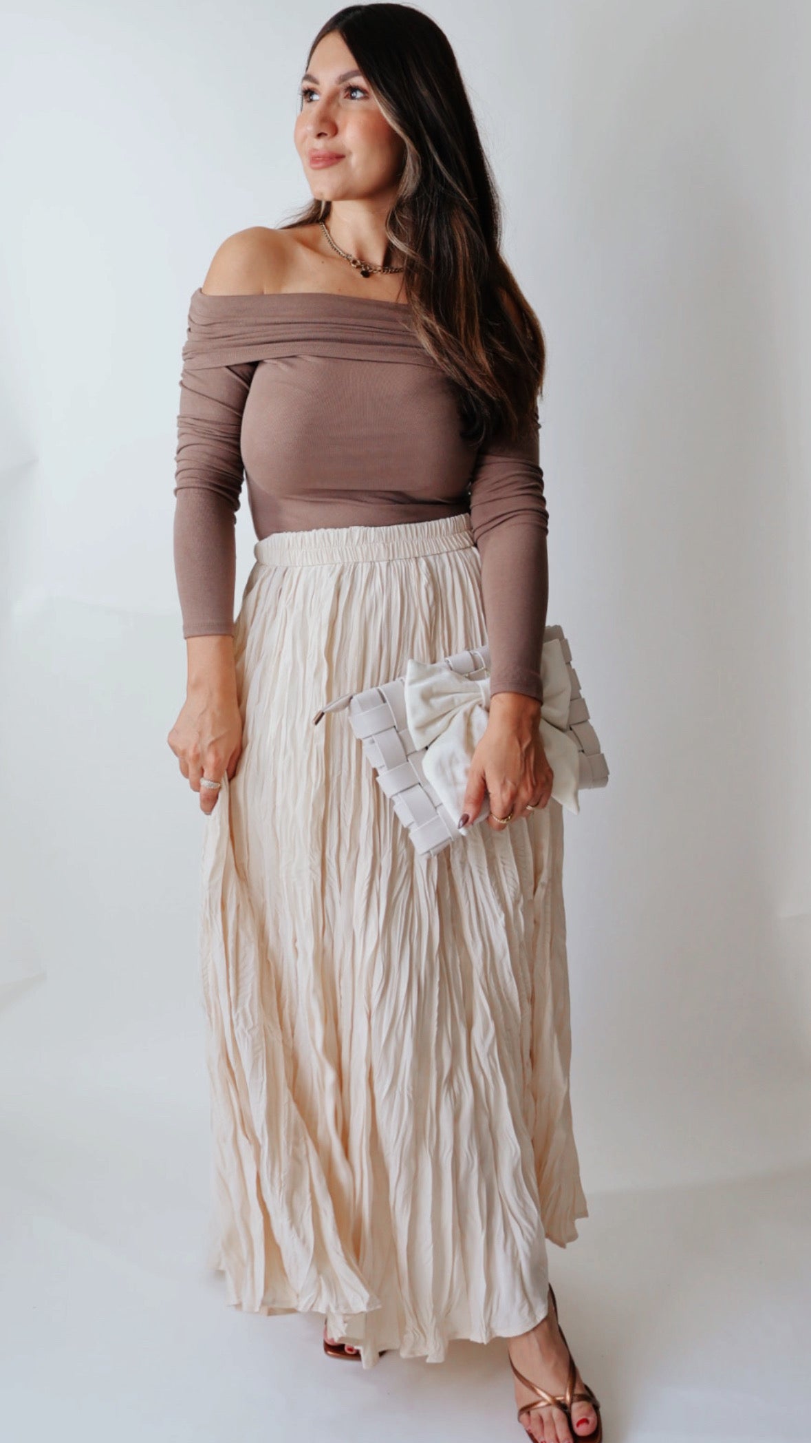 Cafe Mocha Off Shoulder Top