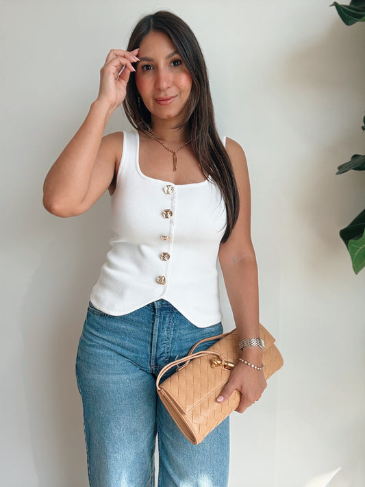 Presley Gold Button Vest