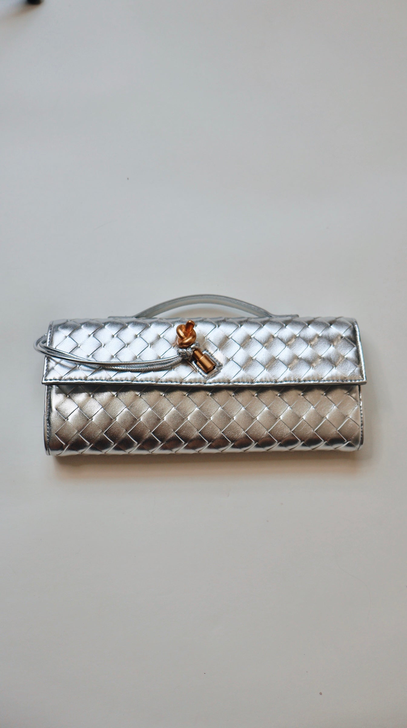 Silver Weave Leather Clutch