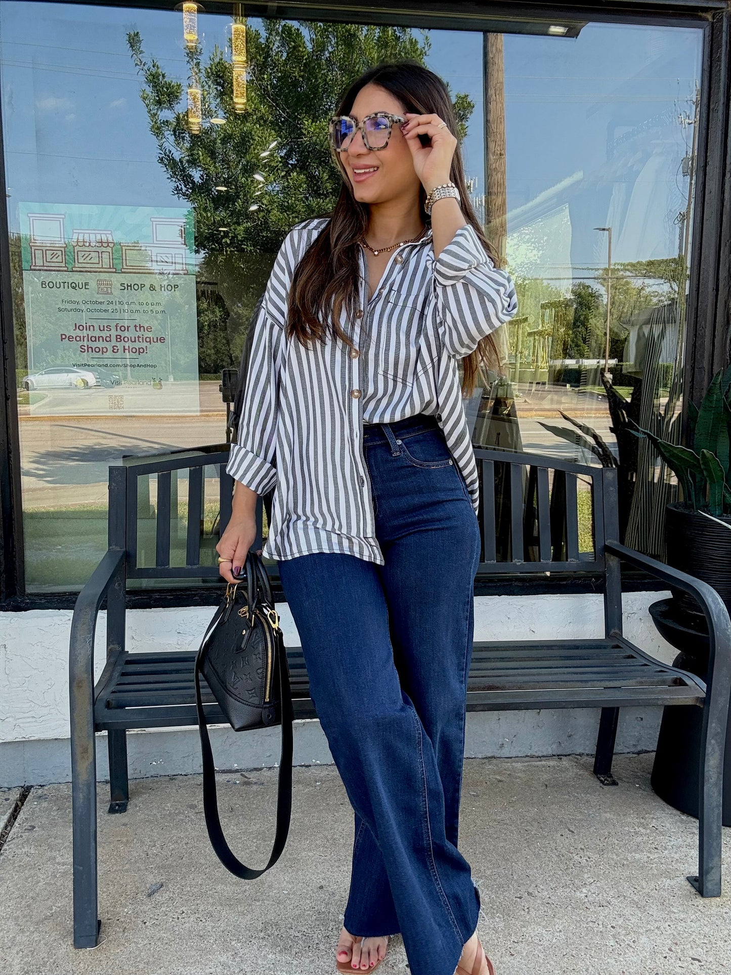 Relaxed Black Striped Button-down
