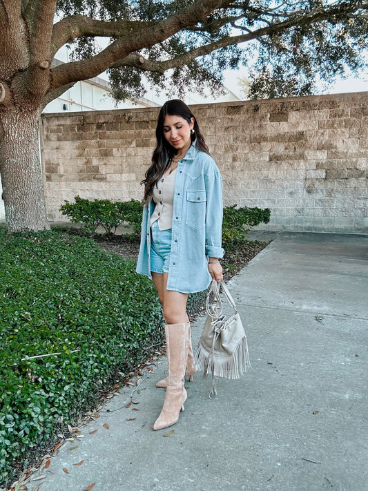 Gray Blue Long Shaket