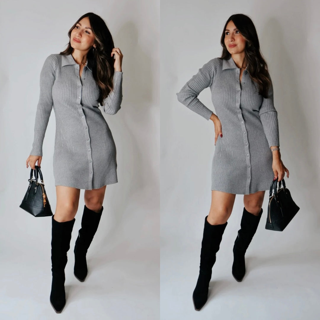 Soft Grey Sweater Dress