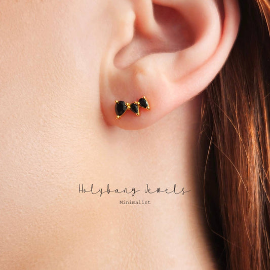 Onyx Pear Studs