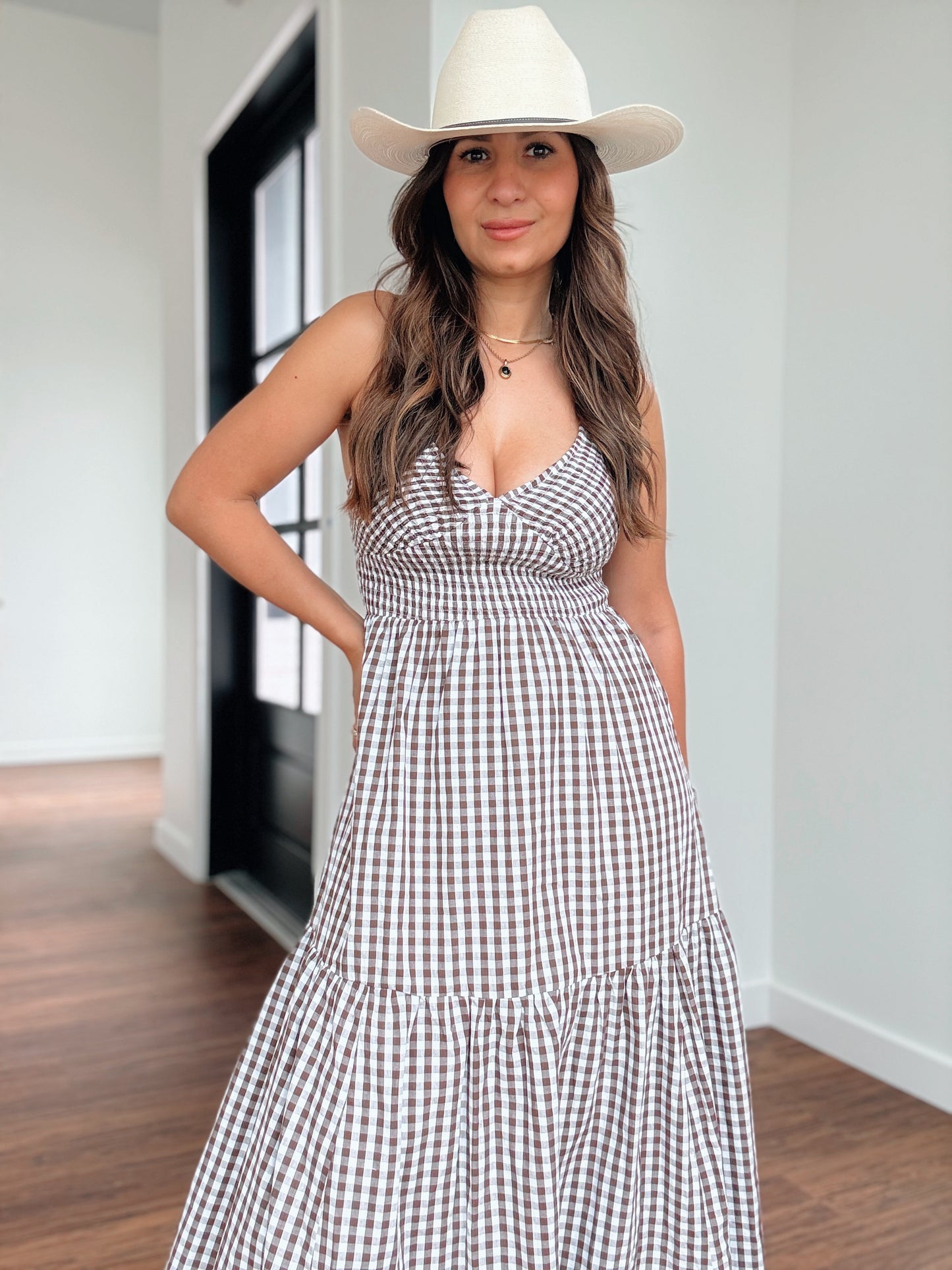 Spring Gingham Maxi Dress