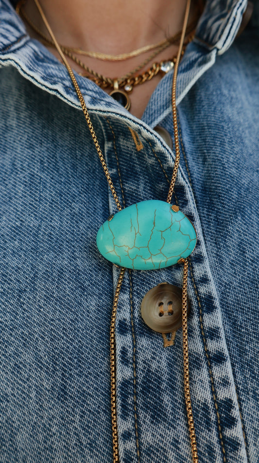 Turquoise Charm Bolo Necklace