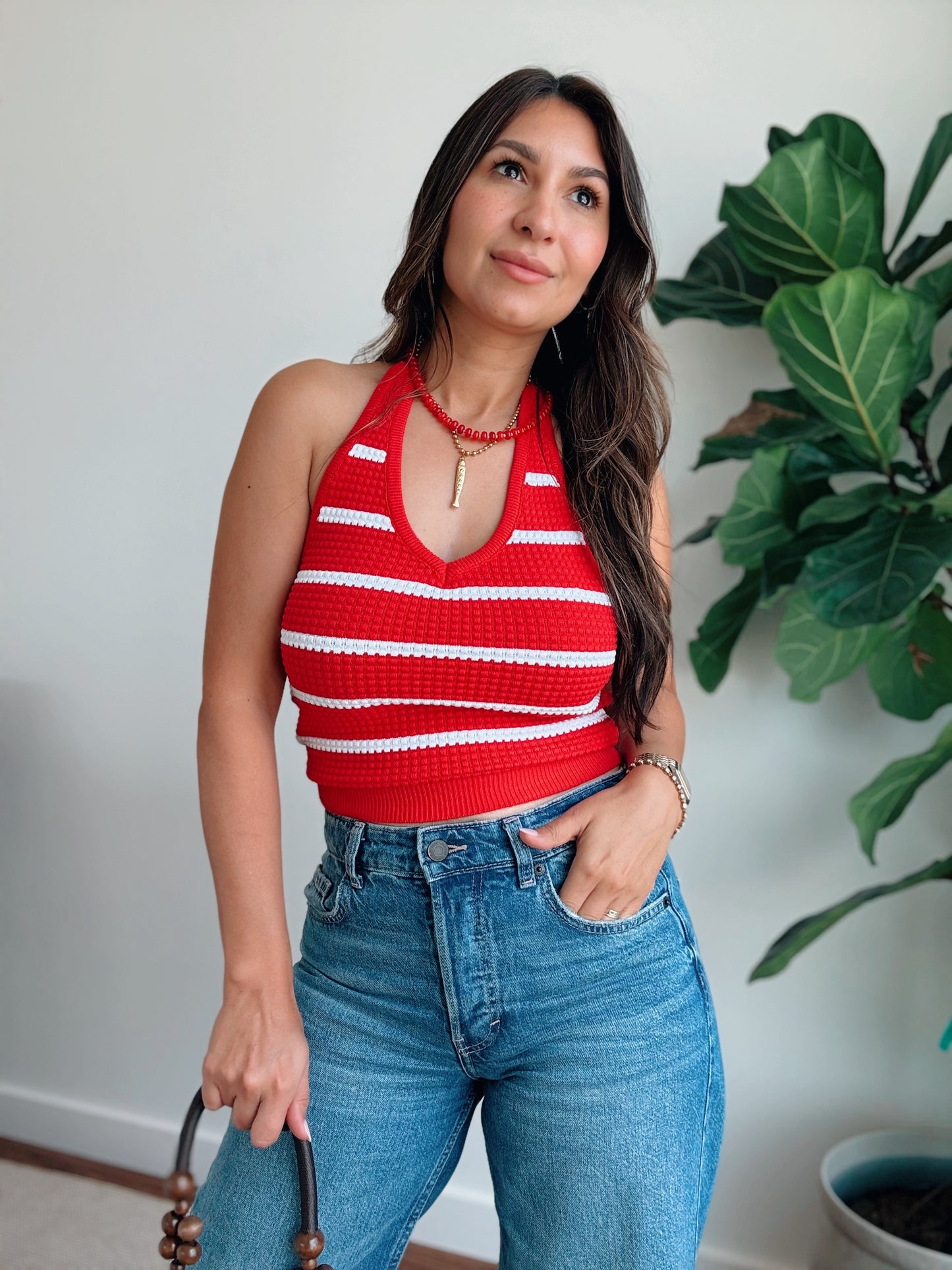 Candy Red Knit Halter