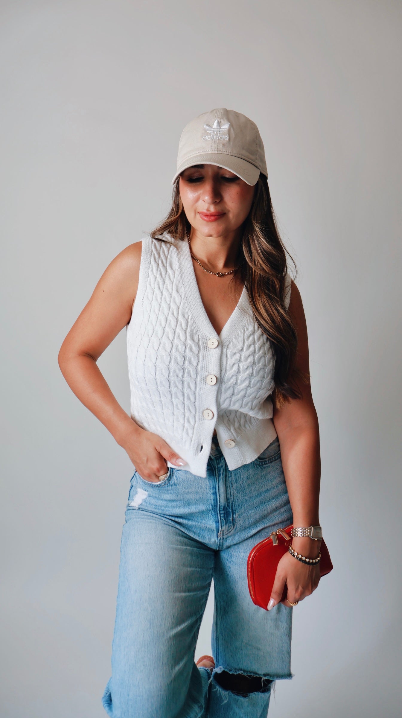 White V Neck Sweater Vest