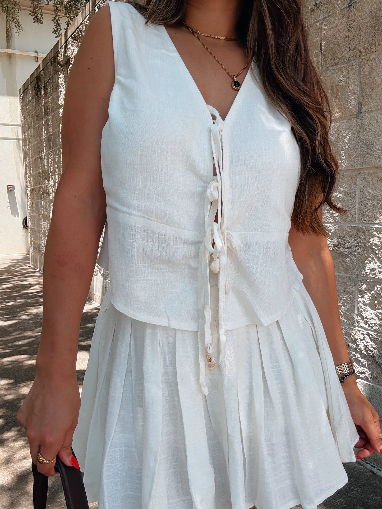 Riviera White Linen Tank