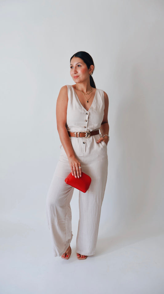Neutral Linen Jumpsuit
