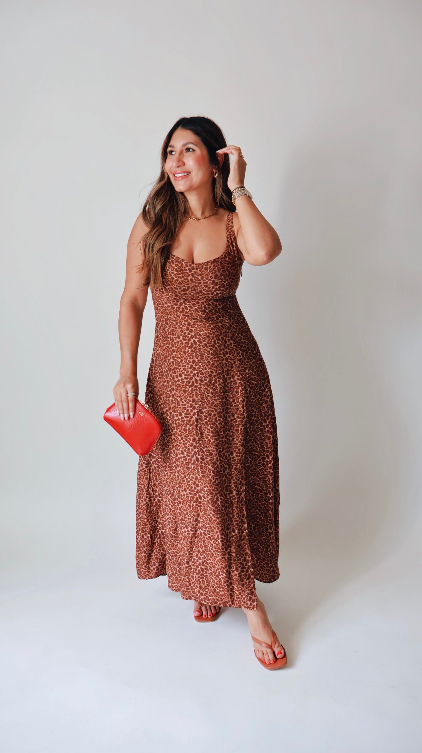 Wild Leopard Midi Slit Dress