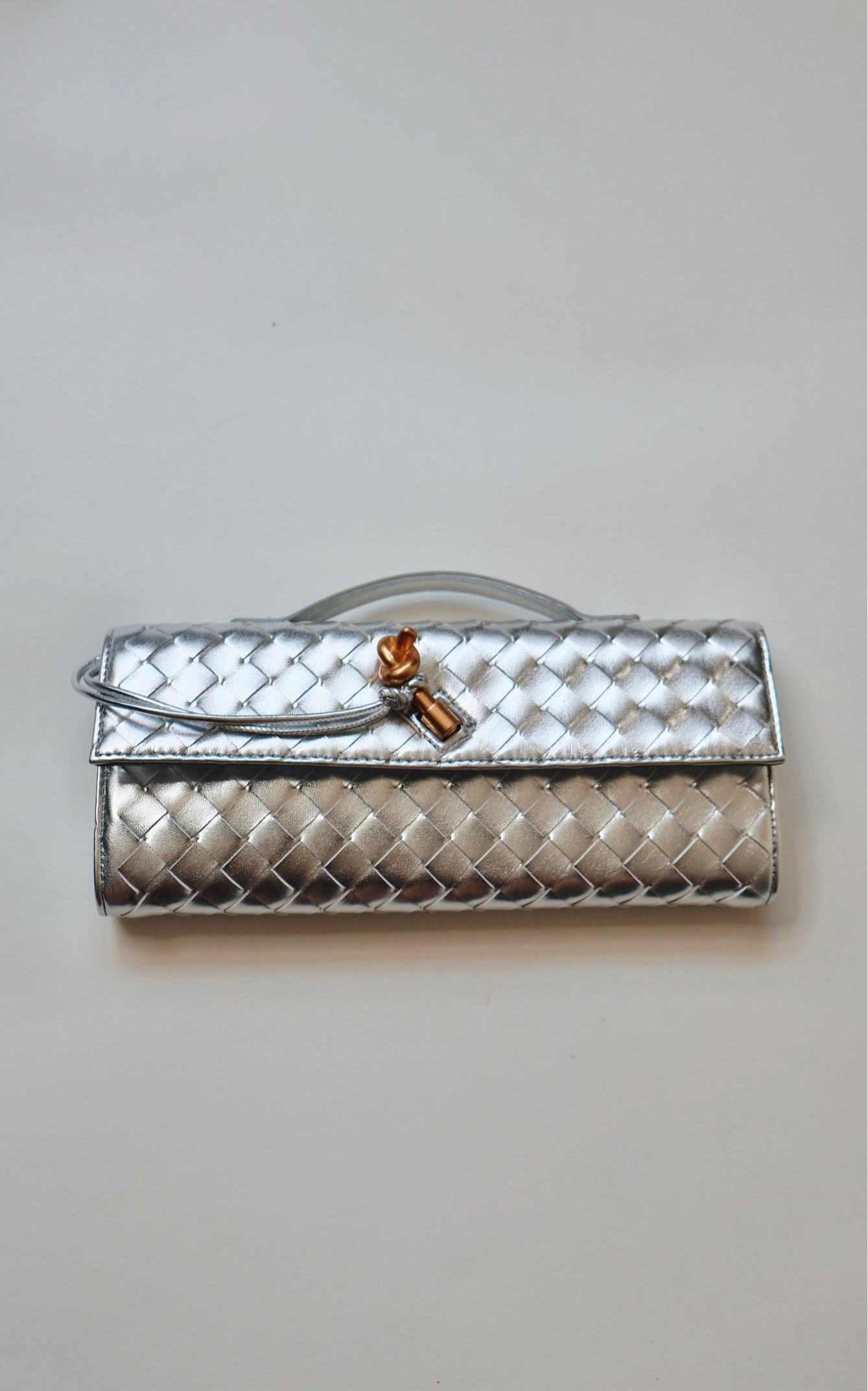 Silver Weave Leather Clutch
