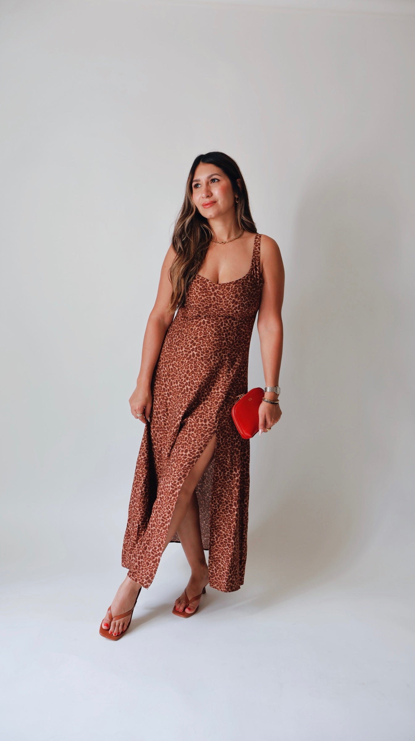 Wild Leopard Midi Slit Dress