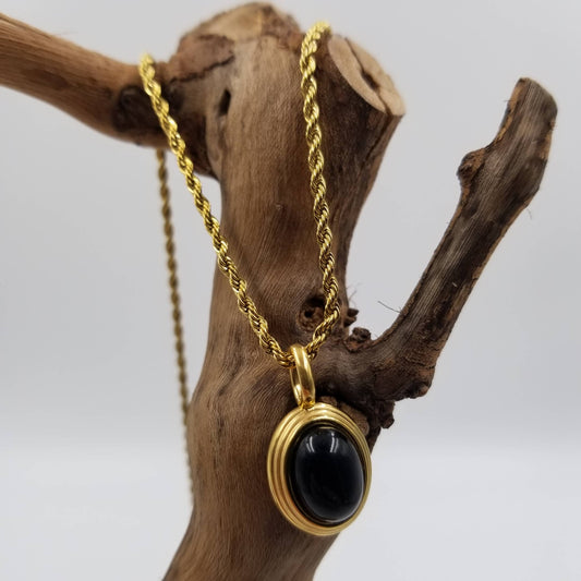 Natural Black Gemstone Necklace