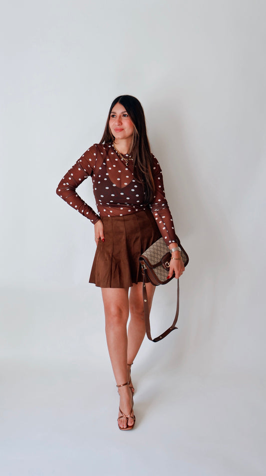 Espresso Suede Skort