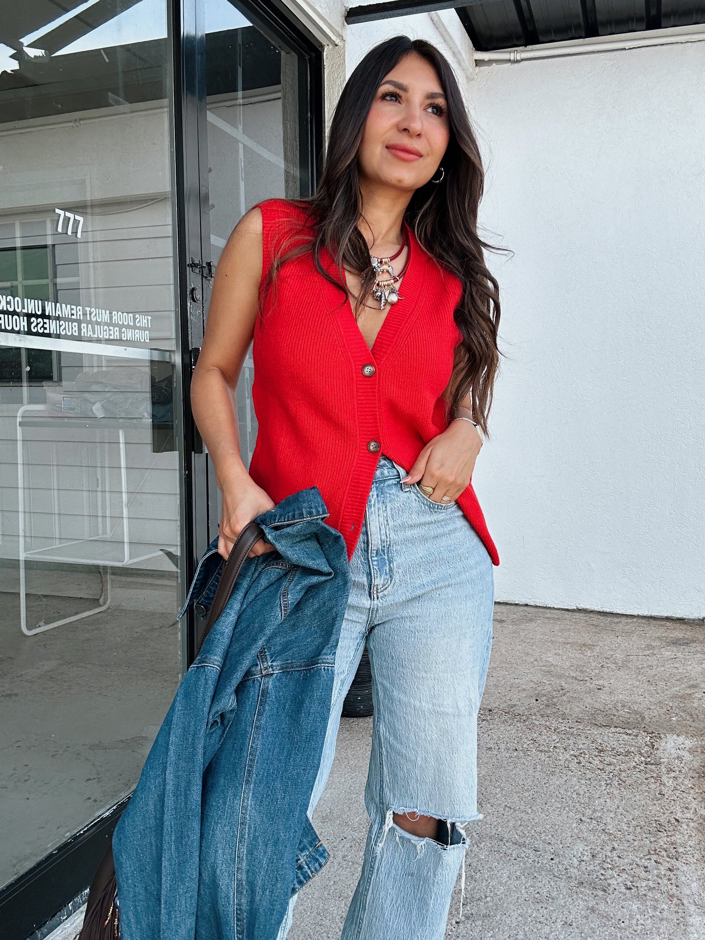 Texas Red Cardigan Vest