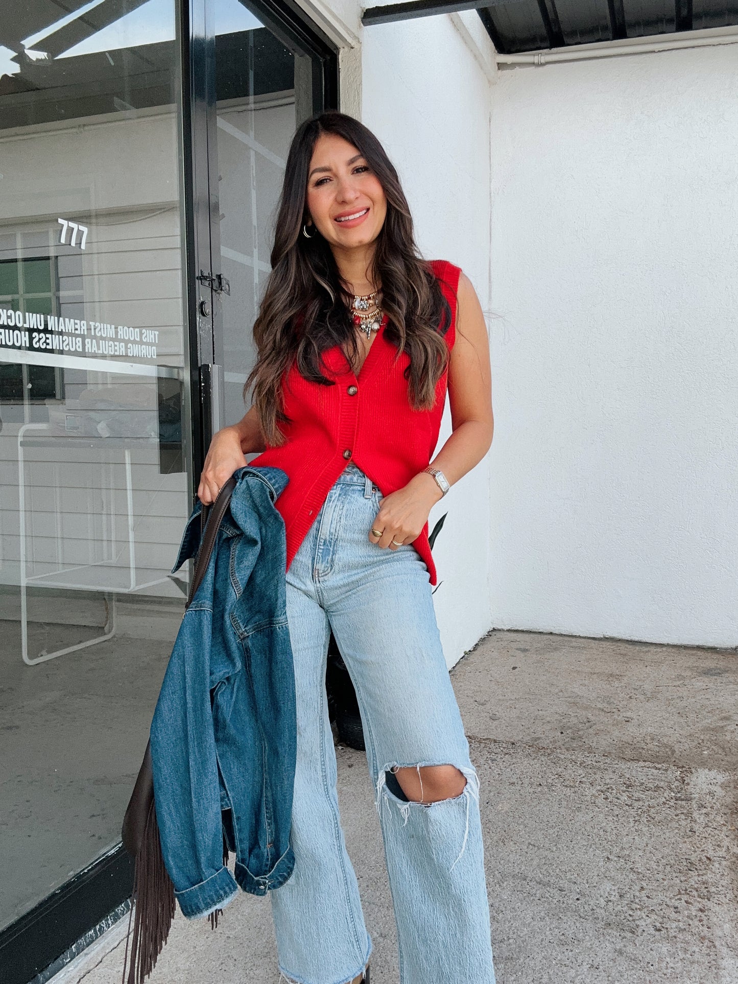 Texas Red Cardigan Vest