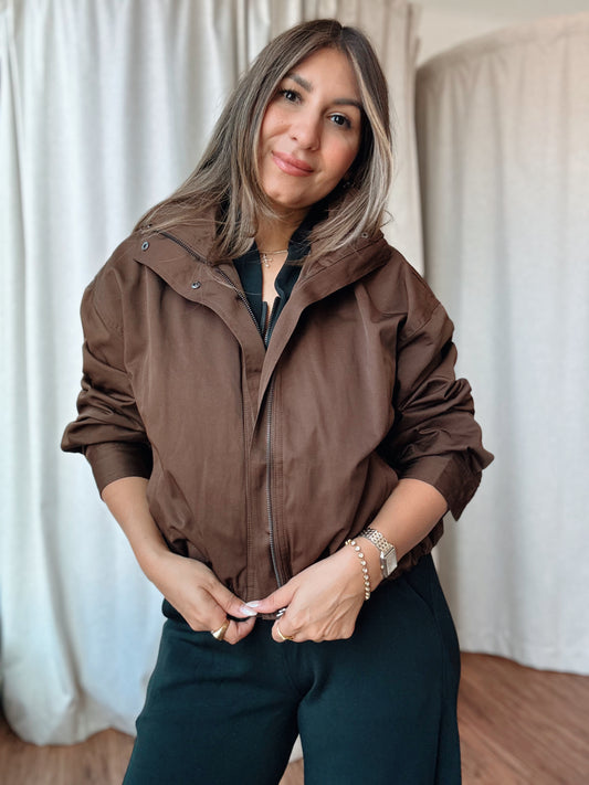Chocolate Brown Bomber Jacket