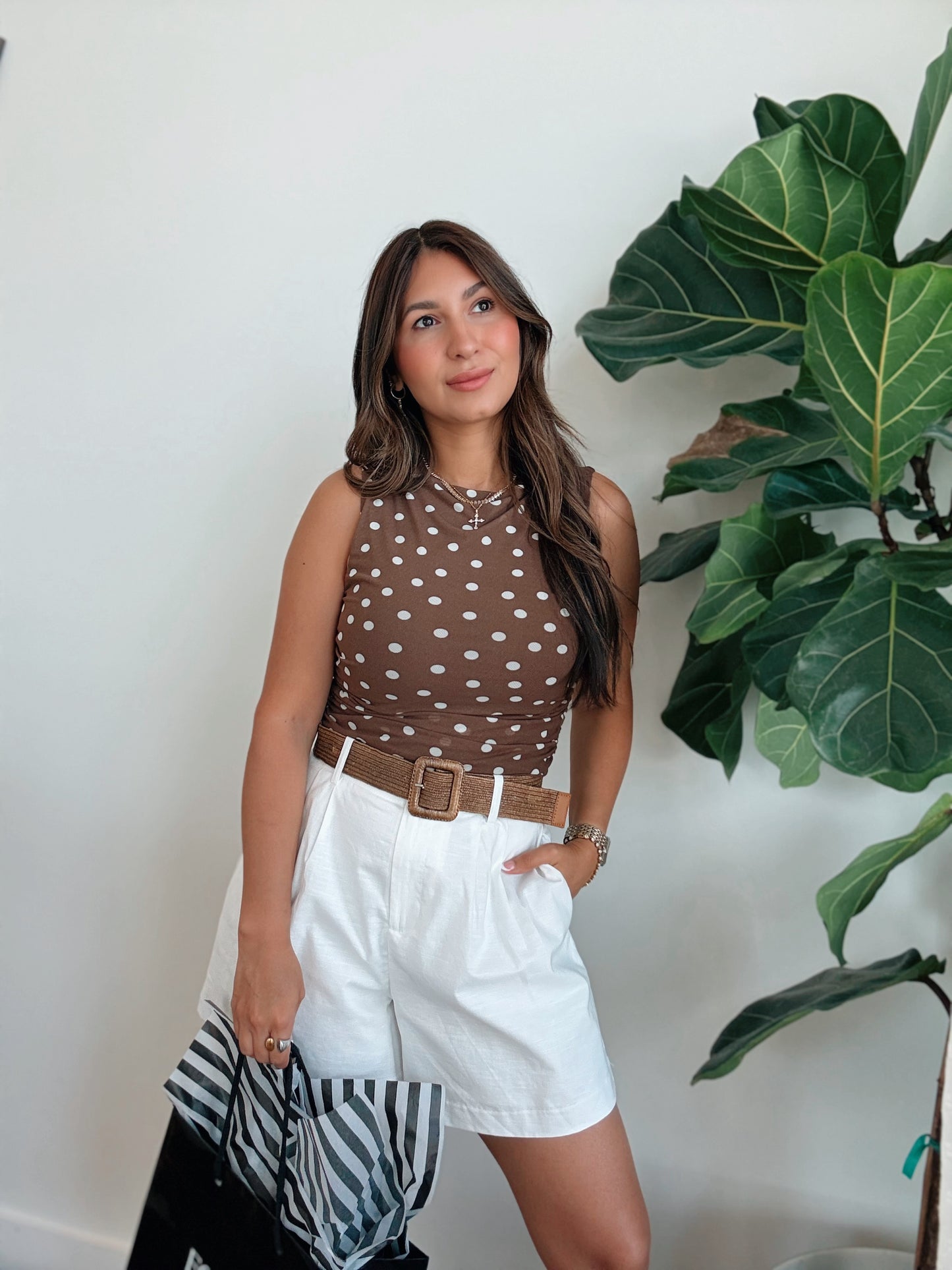 White Belted Shorts