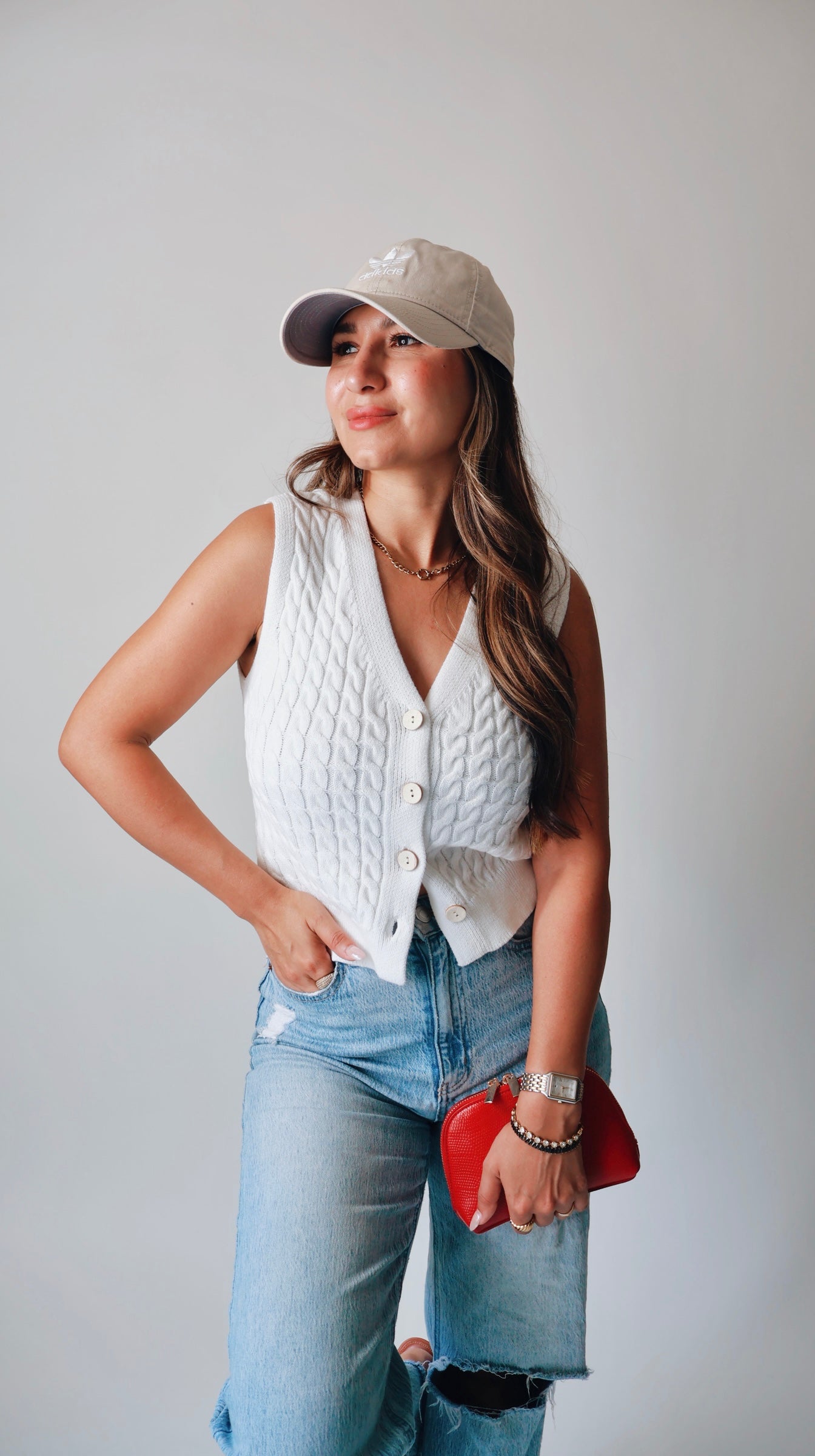 White V Neck Sweater Vest