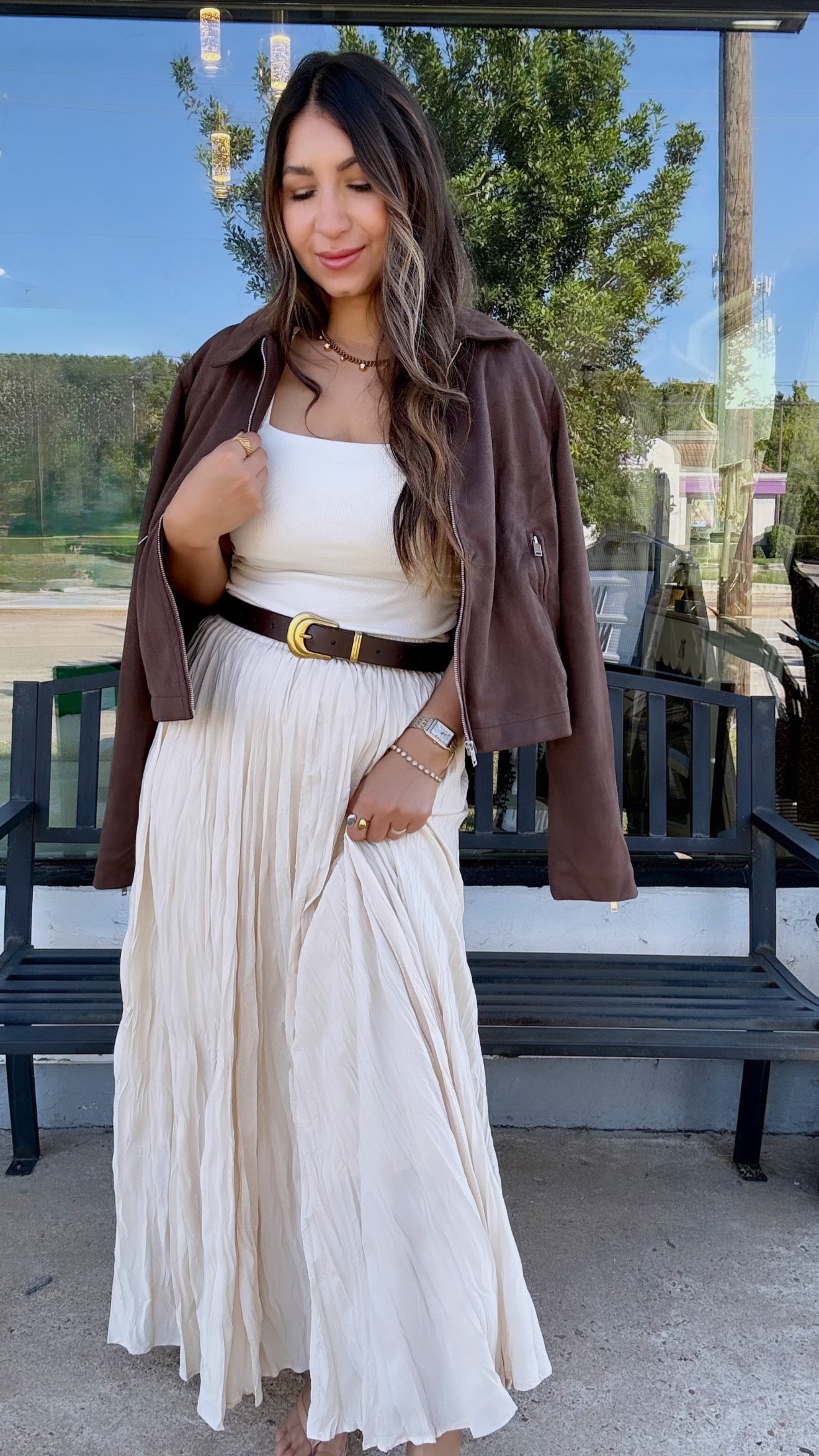 Elle Cream Crinkle Skirt