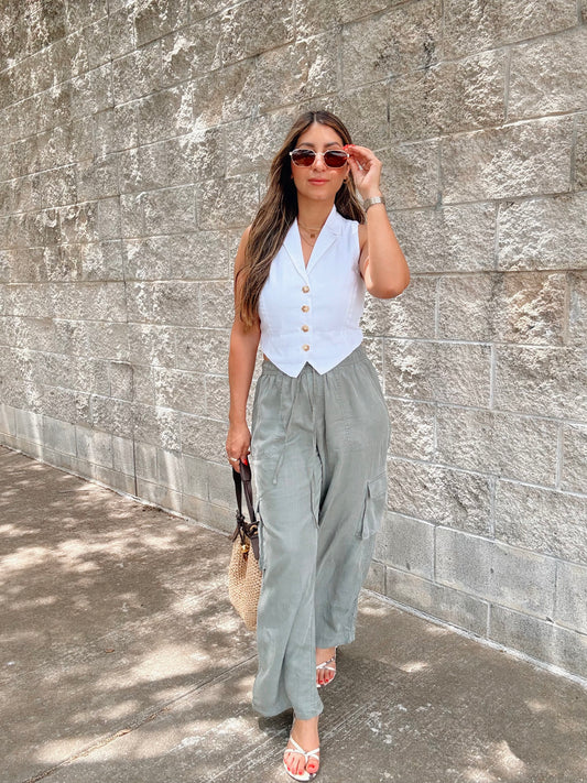 Summer Linen Cropped Vest