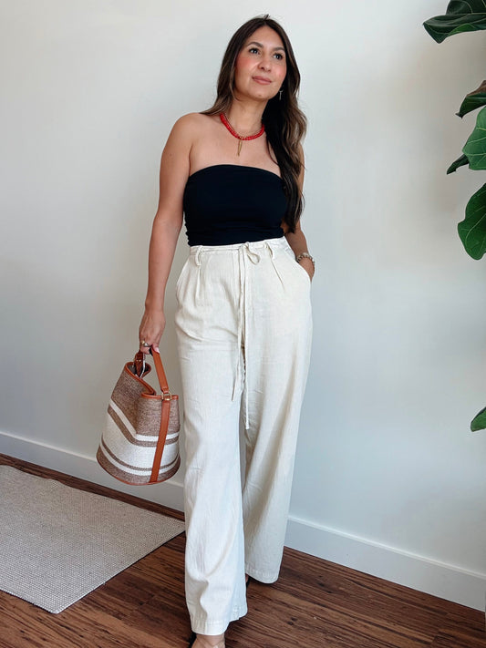 Tami Beige Drawstring Pants
