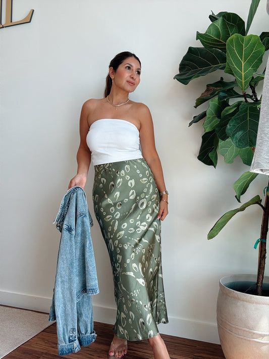 Chartreuse Satin Skirt