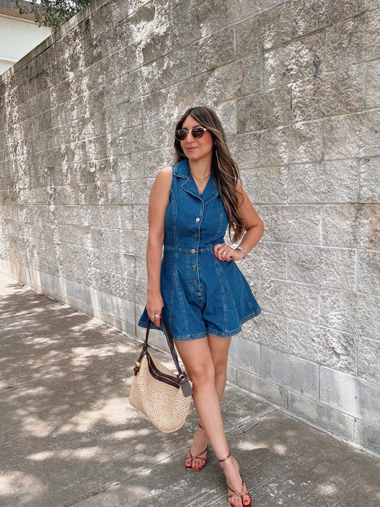 Flounce Denim Romper