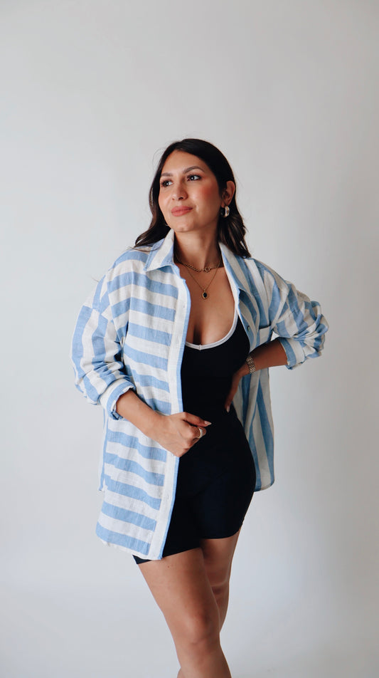 Skyler Blue Striped Shirt