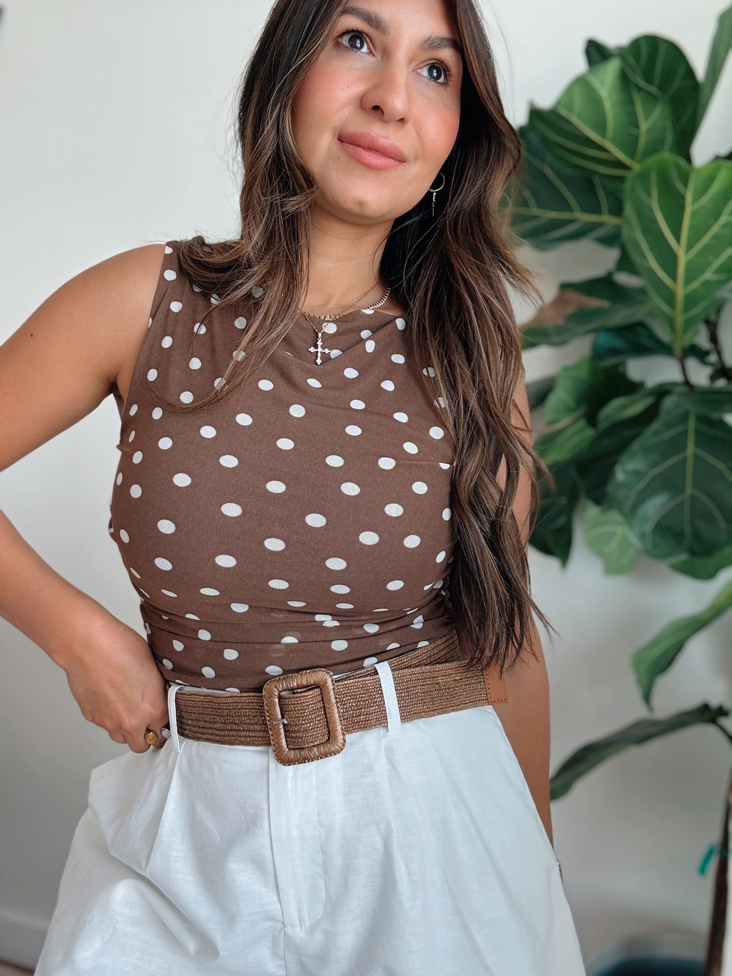 Mocha Mesh Dot Top