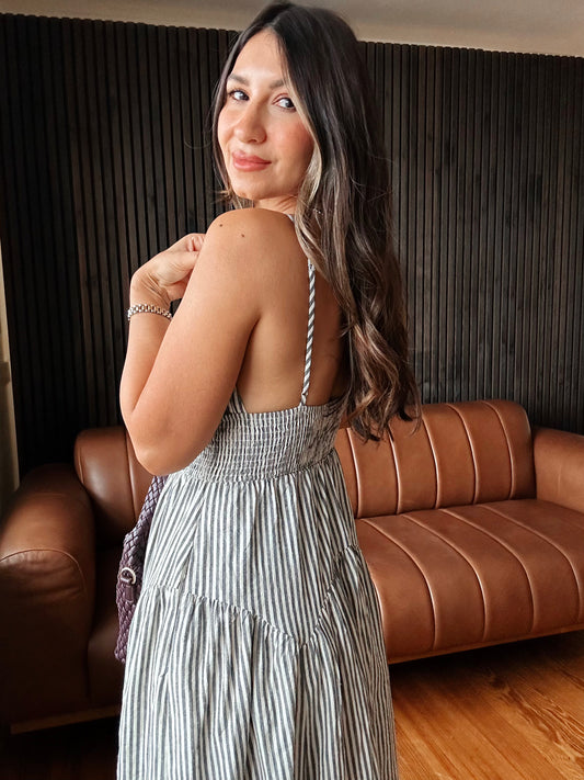 French Striped Pocket Dress