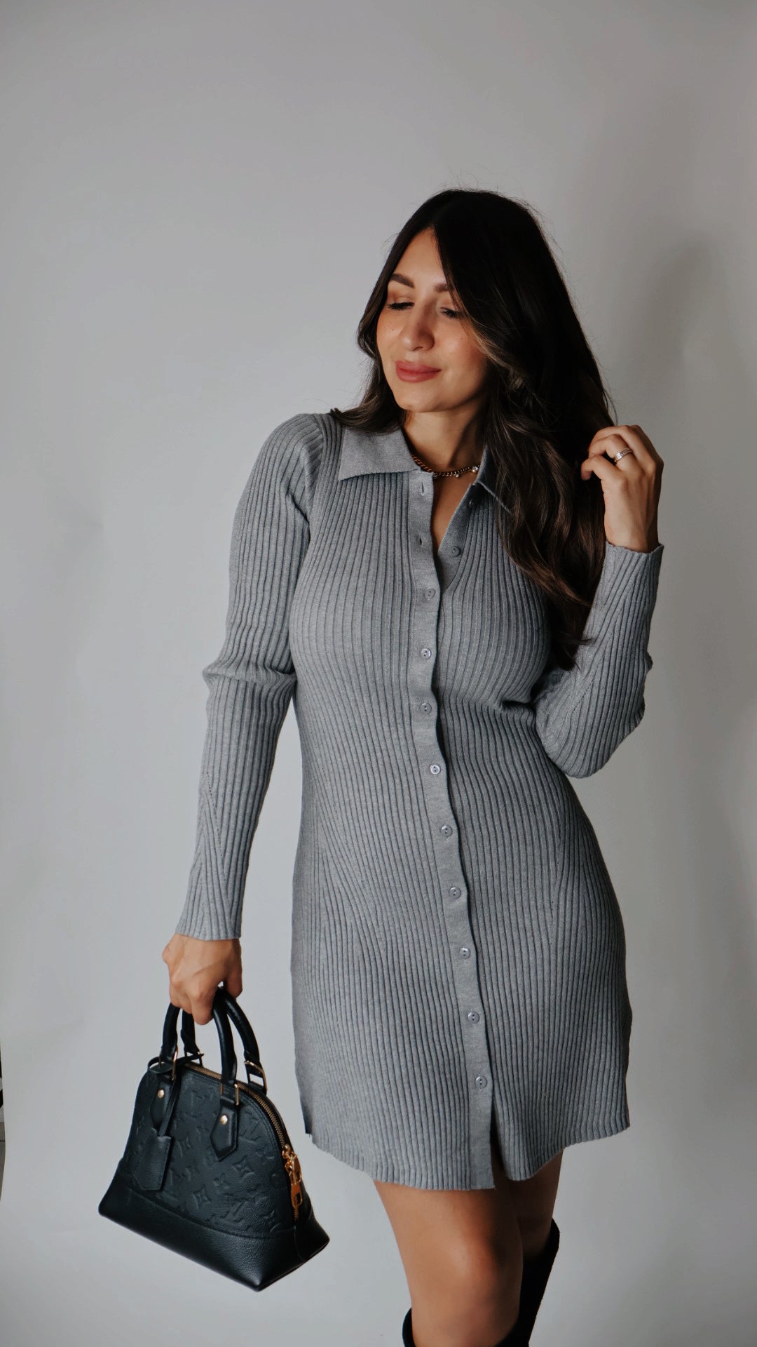 Soft Grey Sweater Dress