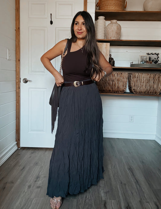 Elle Espresso Crinkle Skirt