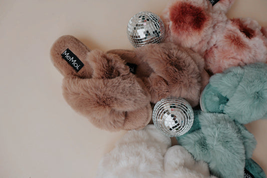 Fuzzy Taupe Slippers