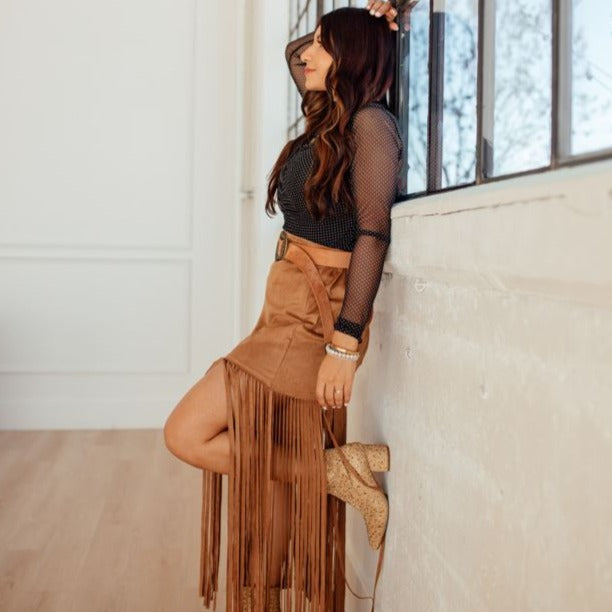 Blessed with Style Fringe Suede Skirt
