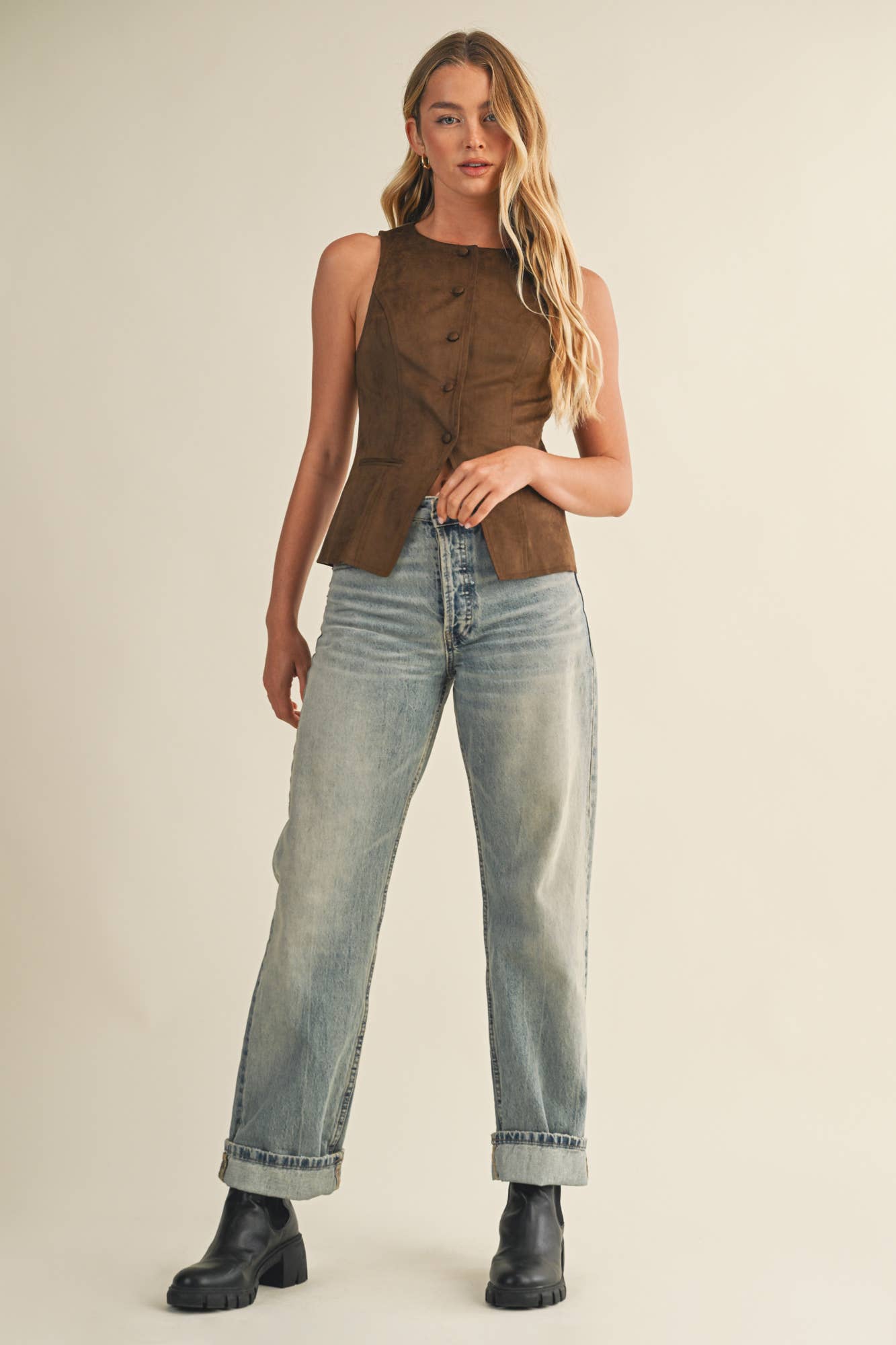 Mira Chocolate Suede Vest