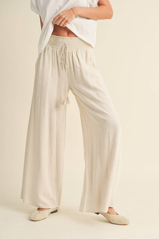 Oat Linen Wide Leg Pants