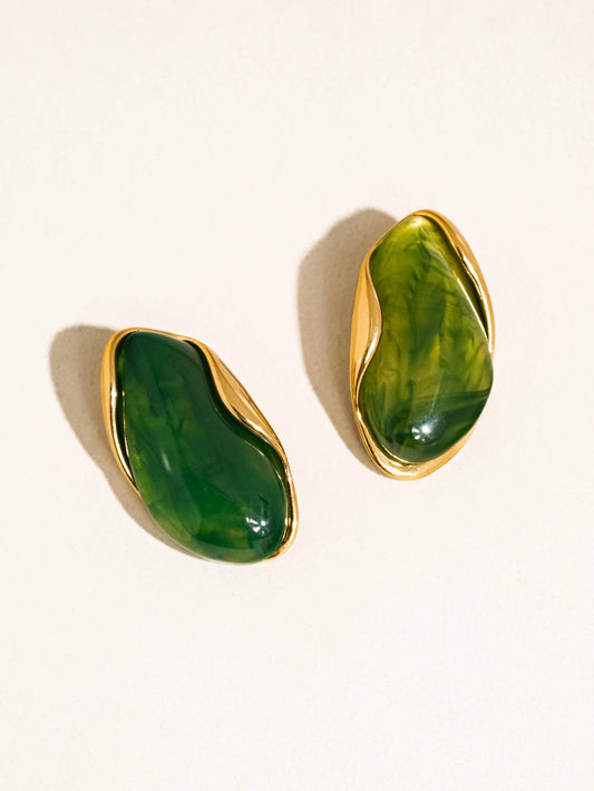 Maélie Green Resin Drop Earrings